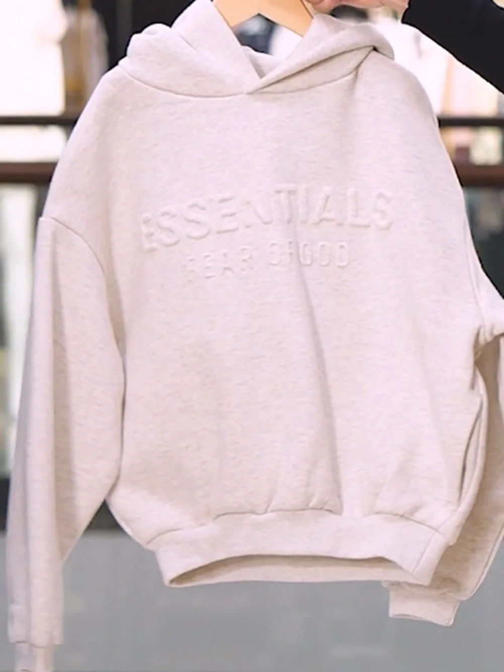 Fear of God Essentials Kids Cream Embossed Hoodie